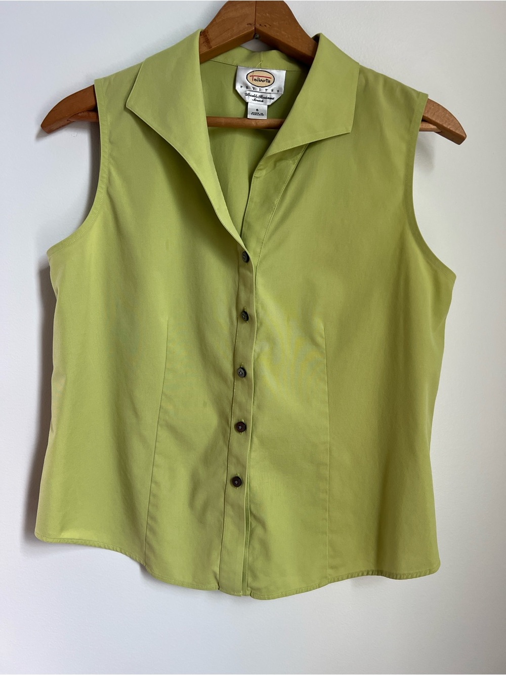 Talbots | Petites Sleeveless Wrinkle Resistant Stretch Top Lime Green Size 6